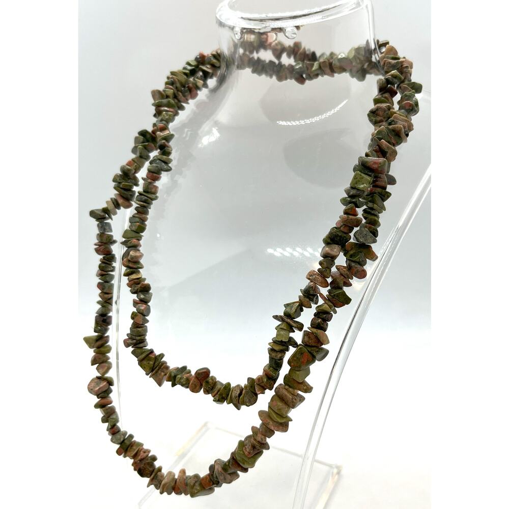 Unakite chips infinite necklace